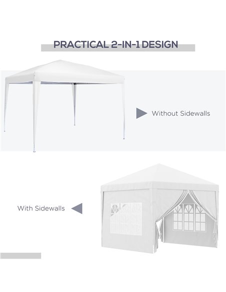 Outsunny 3 x 3m Pop Up Gazebo, Wedding Party Canopy Tent Marquee with Carry Bag and Windows, White 84C-430V00WT - pic 36141 | FastDaddyshop