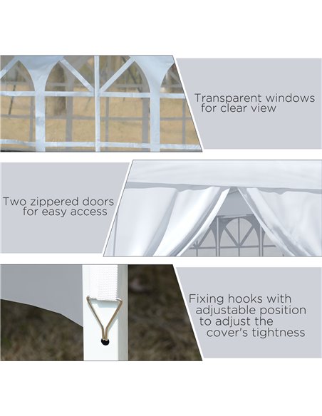 Outsunny 3 x 3m Pop Up Gazebo, Wedding Party Canopy Tent Marquee with Carry Bag and Windows, White 84C-430V00WT - pic 36145 | FastDaddyshop