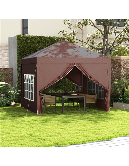 Outsunny 3 x 3m Pop Up Gazebo, Wedding Party Canopy Tent Marquee with Carry Bag and Windows, Coffee 84C-430V00CF - pic 36148 | FastDaddyshop