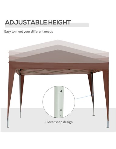 Outsunny 3 x 3m Pop Up Gazebo, Wedding Party Canopy Tent Marquee with Carry Bag and Windows, Coffee 84C-430V00CF