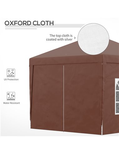 Outsunny 3 x 3m Pop Up Gazebo, Wedding Party Canopy Tent Marquee with Carry Bag and Windows, Coffee 84C-430V00CF