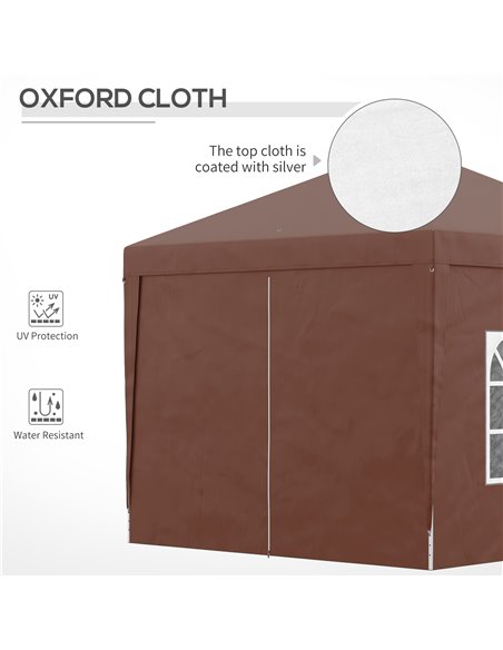 Outsunny 3 x 3m Pop Up Gazebo, Wedding Party Canopy Tent Marquee with Carry Bag and Windows, Coffee 84C-430V00CF - pic 36155 | FastDaddyshop