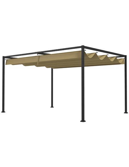 Outsunny 3x2m Metal Pergola with Retractable Roof, Khaki 84C-175V00KK - pic 36237 | FastDaddyshop
