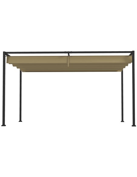 Outsunny 3x2m Metal Pergola with Retractable Roof, Garden Gazebo Canopy Shelter for Outdoor, Patio, Khaki 84C-175V00KK - pic 36244 | FastDaddyshop