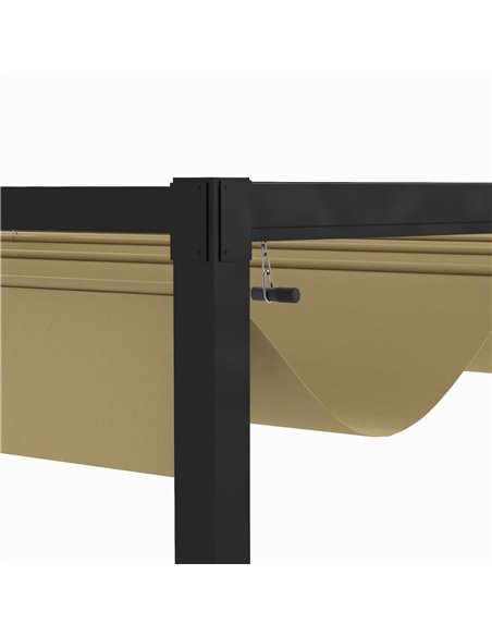 Outsunny 3x2m Metal Pergola with Retractable Roof, Garden Gazebo Canopy Shelter for Outdoor, Patio, Khaki 84C-175V00KK - pic 36245 | FastDaddyshop