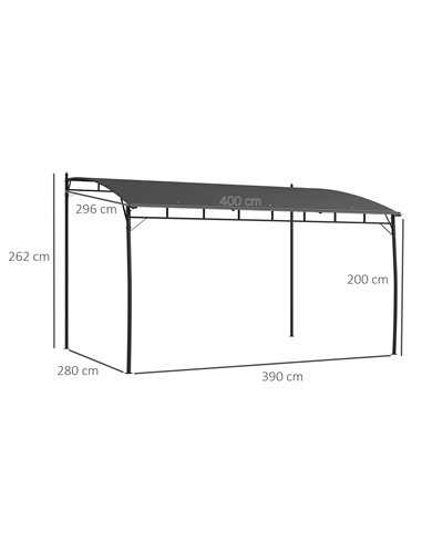 Outsunny 3 x 4m Outdoor Pergola Gazebo, Garden Sun Shade Shelter with Metal Frame, for Patio, Deck 84C-471V00CG