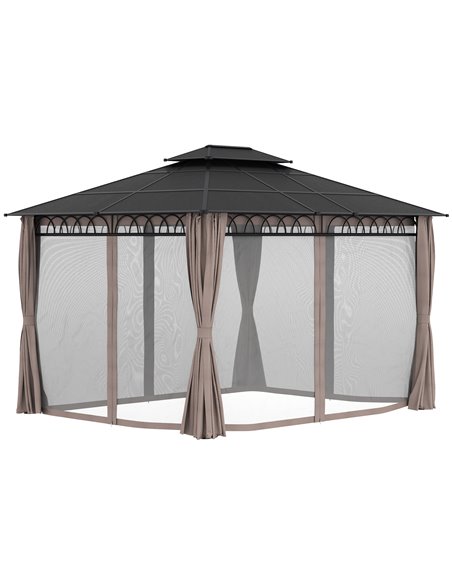 Outsunny 3.6 x 3 (m) Polycarbonate Gazebo with Double Roof Hard Top, Khaki 84C-364V01KK - pic 36255 | FastDaddyshop