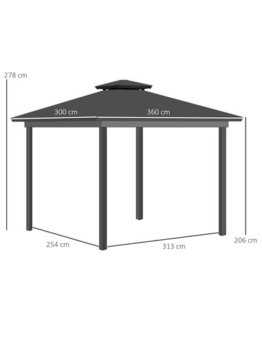 Outsunny 3.6 x 3 (m) Polycarbonate Gazebo with Double Roof Hard Top, Khaki 84C-364V01KK