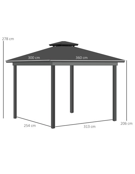 Outsunny 3.6 x 3 (m) Polycarbonate Gazebo with Double Roof Hard Top, Khaki 84C-364V01KK - pic 36257 | FastDaddyshop