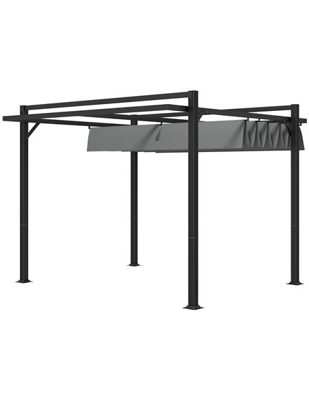 Outsunny 3 x 3(m) Retractable Pergola, Garden Gazebo Shelter, Dark Grey 84C-476V00CG - pic 36273 | FastDaddyshop