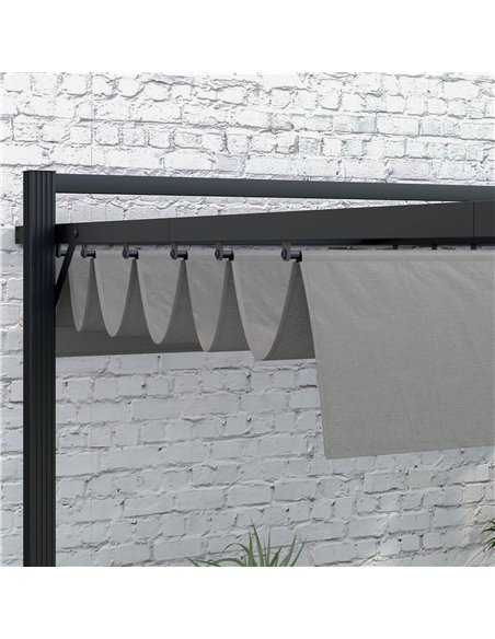 Outsunny 3 x 3(m) Retractable Pergola, Garden Gazebo Shelter with Aluminium Frame, for Grill, Patio, Deck, Dark Grey 84C-476V00C - pic 36281 | FastDaddyshop
