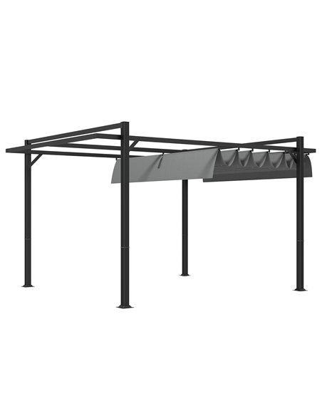 Outsunny 3 x 4m Retractable Pergola, Garden Gazebo Shelter, Dark Grey 84C-476V01CG - pic 36282 | FastDaddyshop