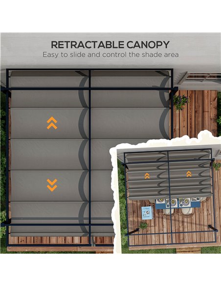 Outsunny 3 x 4m Retractable Pergola, Garden Gazebo Shelter with Aluminium Frame, for Grill, Patio, Deck, Dark Grey 84C-476V01CG - pic 36285 | FastDaddyshop