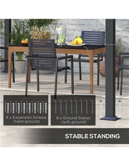 Outsunny 3 x 4m Retractable Pergola, Garden Gazebo Shelter with Aluminium Frame, for Grill, Patio, Deck, Dark Grey 84C-476V01CG - pic 36288 | FastDaddyshop