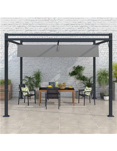 Outsunny 3 x 4m Retractable Pergola, Garden Gazebo Shelter with Aluminium Frame, for Grill, Patio, Deck, Dark Grey 84C-476V01CG - pic 36289 | FastDaddyshop