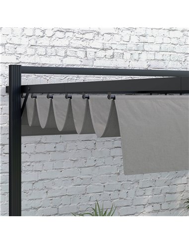 Outsunny 3 x 4m Retractable Pergola, Garden Gazebo Shelter with Aluminium Frame, for Grill, Patio, Deck, Dark Grey 84C-476V01CG
