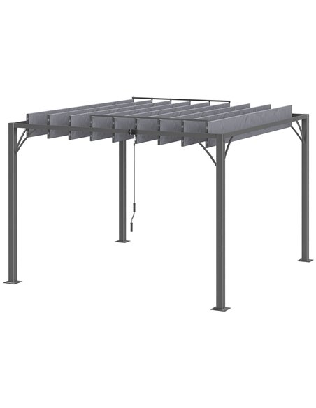 Outsunny 3 x 3(m) Outdoor Pergola with Retractable Roof, Grey 84C-341V02CG - pic 36291 | FastDaddyshop