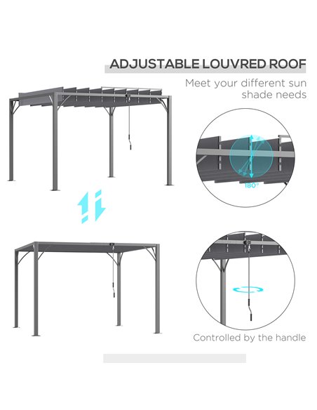 Outsunny 3 x 3(m) Outdoor Pergola with Retractable Roof, Grey 84C-341V02CG - pic 36293 | FastDaddyshop