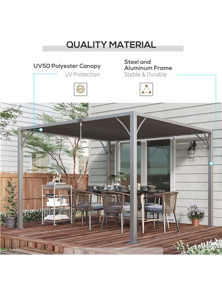 Outsunny 3 x 3(m) Outdoor Pergola with Retractable Roof, Grey 84C-341V02CG - pic 36294 | FastDaddyshop