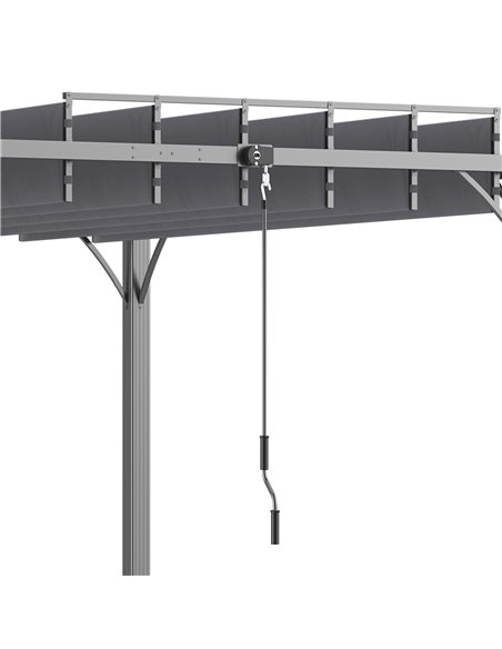 Outsunny 3 x 3(m) Outdoor Pergola with Retractable Roof, Aluminium Louvered Patio Gazebo Canopy for Lawn Garden Patio, Grey 84C- - pic 36296 | FastDaddyshop