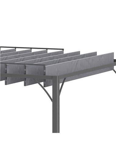 Outsunny 3 x 3(m) Outdoor Pergola with Retractable Roof, Aluminium Louvered Patio Gazebo Canopy for Lawn Garden Patio, Grey 84C-