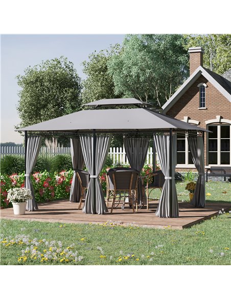 Outsunny 4m x 3(m) Metal Gazebo Canopy Party Tent, Dark Grey 84C-050CG - pic 36310 | FastDaddyshop