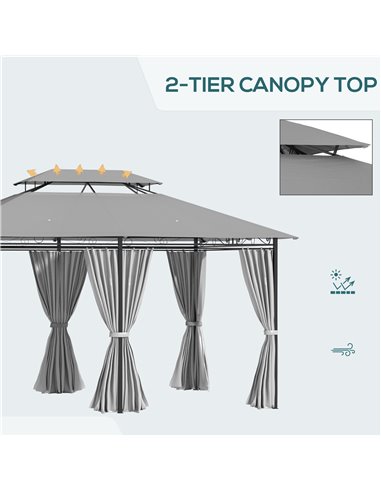 Outsunny 4m x 3(m) Metal Gazebo Canopy Party Tent, Dark Grey 84C-050CG