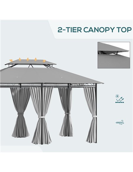 Outsunny 4m x 3(m) Metal Gazebo Canopy Party Tent, Dark Grey 84C-050CG - pic 36311 | FastDaddyshop