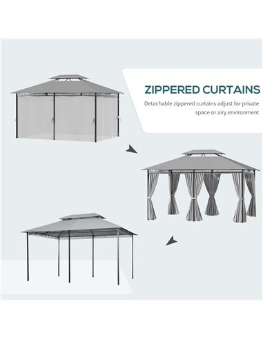Outsunny 4m x 3(m) Metal Gazebo Canopy Party Tent, Dark Grey 84C-050CG