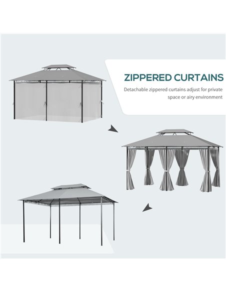 Outsunny 4m x 3(m) Metal Gazebo Canopy Party Tent, Dark Grey 84C-050CG - pic 36312 | FastDaddyshop