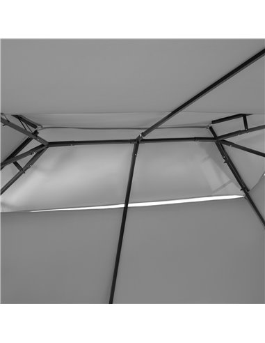 Outsunny 4m x 3(m) Metal Gazebo Canopy Party Tent Garden Pavillion Patio Shelter Pavilion with Curtains Sidewalls, Dark Grey 84C