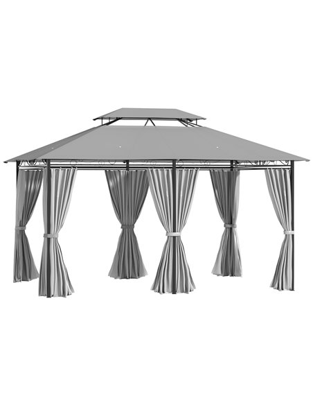 Outsunny 4m x 3(m) Metal Gazebo Canopy Party Tent Garden Pavillion Patio Shelter Pavilion with Curtains Sidewalls, Dark Grey 84C - pic 36317 | FastDaddyshop