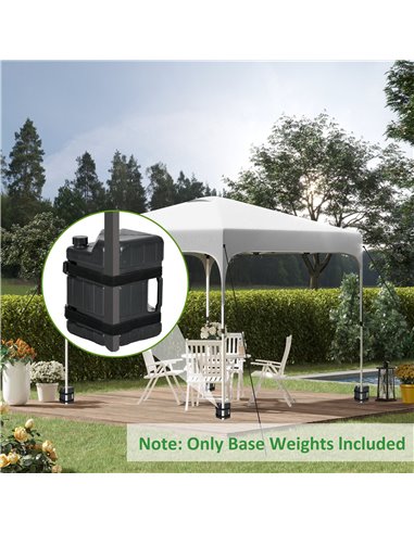 Outsunny HDPE Gazebo Weights Set of 4, Water or Sand Filled Weights for Gazebo Legs, with Built-in Handles and Secure Straps 84C