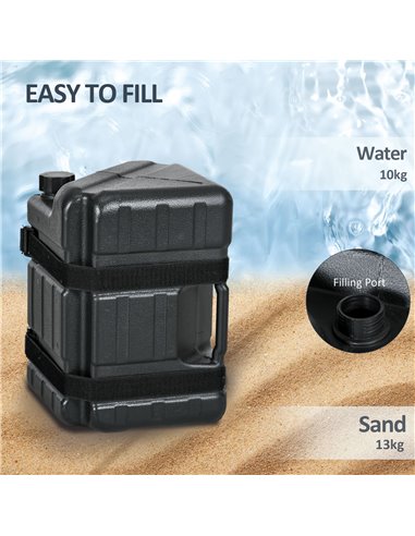Outsunny HDPE Gazebo Weights Set of 4, Water or Sand Filled Weights for Gazebo Legs, with Built-in Handles and Secure Straps 84C
