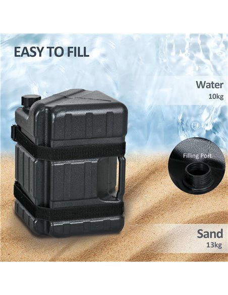 Outsunny HDPE Gazebo Weights Set of 4, Water or Sand Filled Weights for Gazebo Legs, with Built-in Handles and Secure Straps 84C - pic 36322 | FastDaddyshop