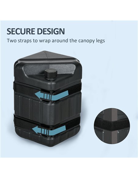 Outsunny HDPE Gazebo Weights Set of 4, Water or Sand Filled Weights for Gazebo Legs, with Built-in Handles and Secure Straps 84C - pic 36324 | FastDaddyshop