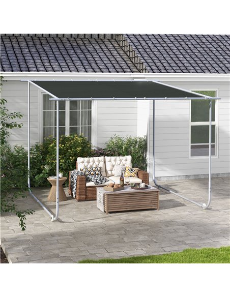 Outsunny 3 x 3(m) Mobile Pergola Kit, Portable Garden Gazebo, Dark Grey 84C-453V00CG - pic 36337 | FastDaddyshop