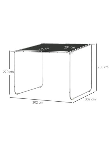 Outsunny 3 x 3(m) Mobile Pergola Kit, Portable Garden Gazebo, Dark Grey 84C-453V00CG