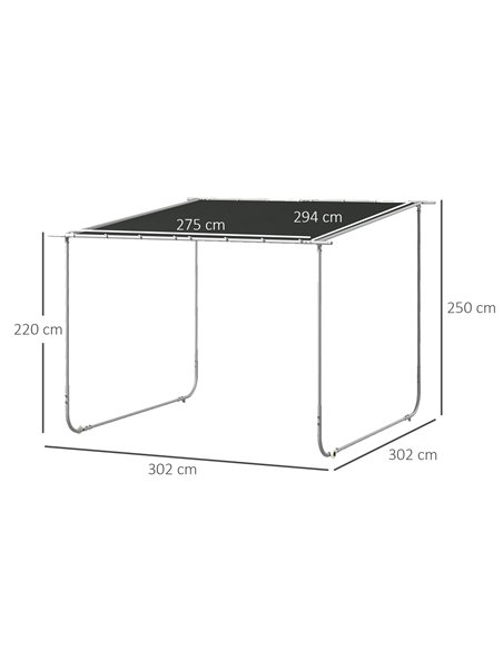 Outsunny 3 x 3(m) Mobile Pergola Kit, Portable Garden Gazebo, Dark Grey 84C-453V00CG - pic 36338 | FastDaddyshop