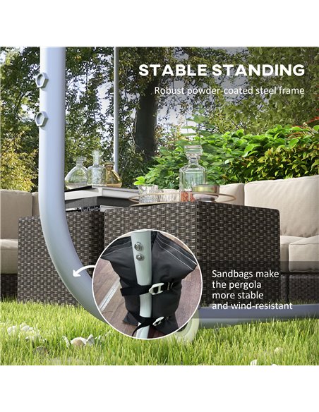 Outsunny 3 x 3(m) Mobile Pergola Kit, Portable Garden Gazebo with Wheels, Sandbags, Steel Frame, UV-Resistant 84C-453V00CG - pic 36341 | FastDaddyshop