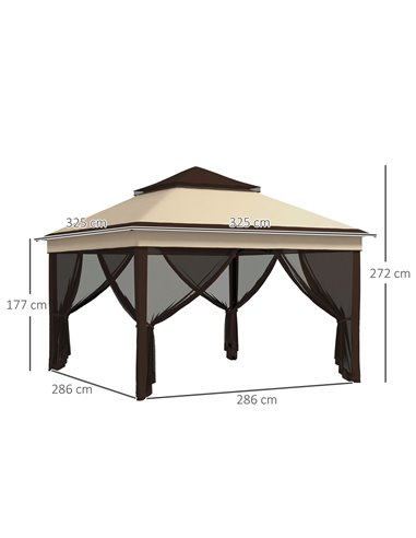 Outsunny 3 x 3(m) Pop Up Gazebo, Event Shelter, Beige 84C-463V00BG