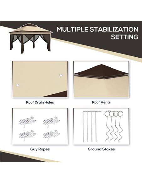 Outsunny 3 x 3(m) Pop Up Gazebo, Height Adjustable Instant Event Shelter with Netting and Carrying Bag, Beige 84C-463V00BG - pic 36359 | FastDaddyshop