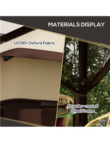 Outsunny 3 x 3(m) Pop Up Gazebo, Height Adjustable Instant Event Shelter with Netting and Carrying Bag, Beige 84C-463V00BG