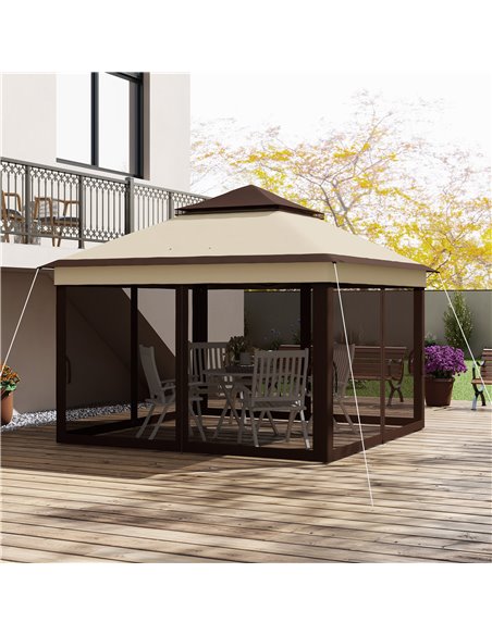Outsunny 3 x 3(m) Pop Up Gazebo, Height Adjustable Instant Event Shelter with Netting and Carrying Bag, Beige 84C-463V00BG - pic 36361 | FastDaddyshop