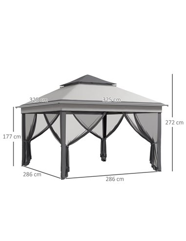 Outsunny 3 x 3(m) Pop Up Gazebo, Height Adjustable Instant Event Shelter with Netting and Carrying Bag, Grey 84C-463V00LG