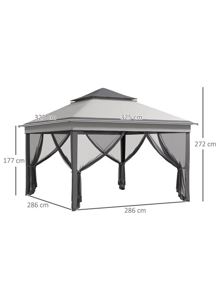 Outsunny 3 x 3(m) Pop Up Gazebo, Height Adjustable Instant Event Shelter with Netting and Carrying Bag, Grey 84C-463V00LG - pic 36374 | FastDaddyshop