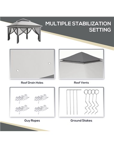 Outsunny 3 x 3(m) Pop Up Gazebo, Height Adjustable Instant Event Shelter with Netting and Carrying Bag, Grey 84C-463V00LG