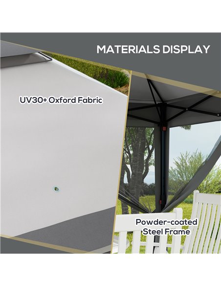 Outsunny 3 x 3(m) Pop Up Gazebo, Height Adjustable Instant Event Shelter with Netting and Carrying Bag, Grey 84C-463V00LG - pic 36378 | FastDaddyshop
