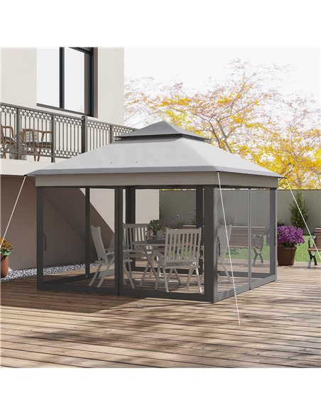 Outsunny 3 x 3(m) Pop Up Gazebo, Height Adjustable Instant Event Shelter with Netting and Carrying Bag, Grey 84C-463V00LG - pic 36379 | FastDaddyshop