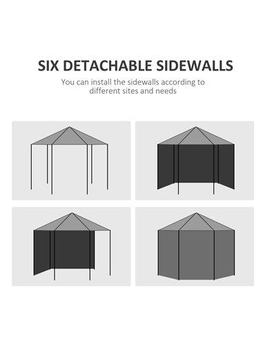 Outsunny 4 m Party Tent Wedding Gazebo Outdoor Waterproof PE Canopy Shade with 6 Removable Side Walls 84C-196V01WT